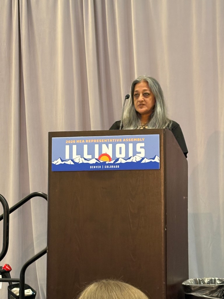 ESP Nandini Azar giving the Land Acknowledgement prior to the opening. 